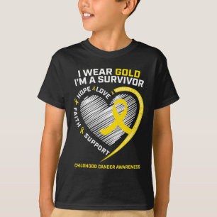T-shirt Je porte de l'or Je suis un survivant Enfants Canc