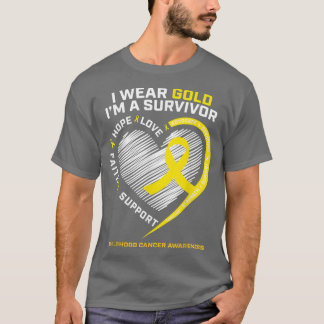 T-shirt Je porte de l'or Je suis un survivant Enfants Canc