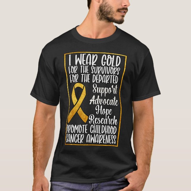 T-shirt Je Porte De L'Or Pour La Sensibilisation Au Cancer (Devant)