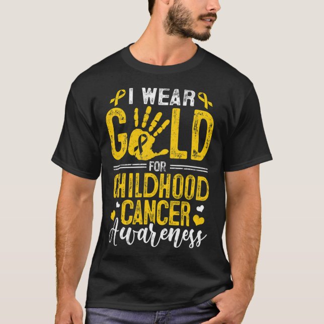 T-shirt Je Porte De L'Or Pour La Sensibilisation Au Cancer (Devant)