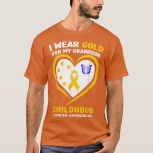 T-shirt Je Porte De L'Or Pour Mon Enfant-Fils Cancer Aware