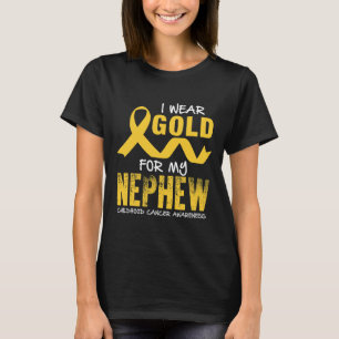T-shirt Je Porte De L'Or Pour Mon Nephew Children Cancer A