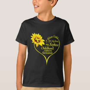 T-shirt Je Porte De L'Or Pour Mon Nephew Children Cancer A