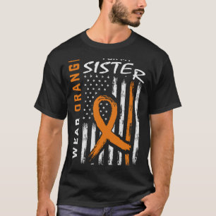 T-shirt Je Porte De L'Orange Pour Ma Soeur Leucémie Cancer