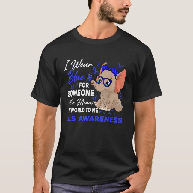 T-shirt Je Porte Des Lunettes De Sensibilisation Blue Als  (Devant)