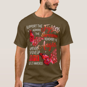 T-shirt Je Porte Des Papillons Rouge Ruban Sensibilisation