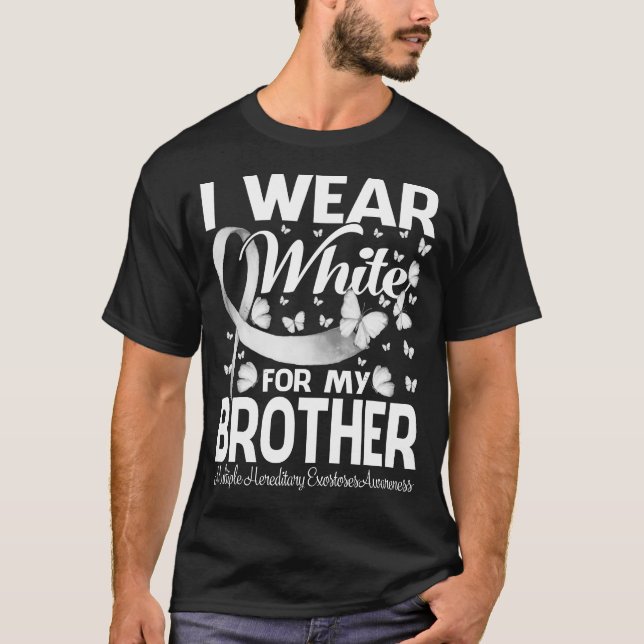 T-shirt Je Porte Du Blanc Pour Mon Frère Multiples Hérédit (Devant)