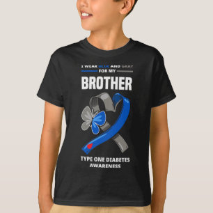 T-shirt Je Porte Du Bleu Et Du Gris Pour Mon Frère Type Un