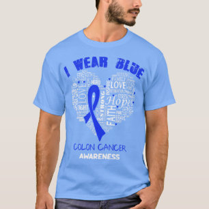 T-shirt Je Porte Du Bleu Pour Colon Cancer Sensibilisation
