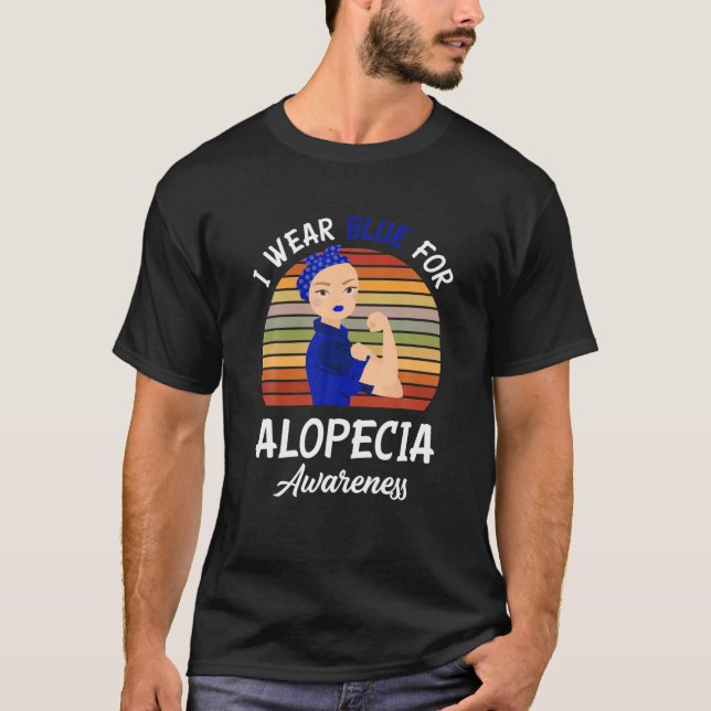 T-shirt Je Porte Du Bleu Pour La Sensibilisation À L'Alopé (Devant)