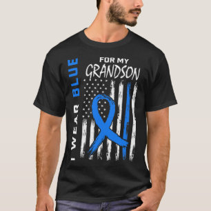 T-shirt Je Porte Du Bleu Pour Le Drapeau De Sensibilisatio