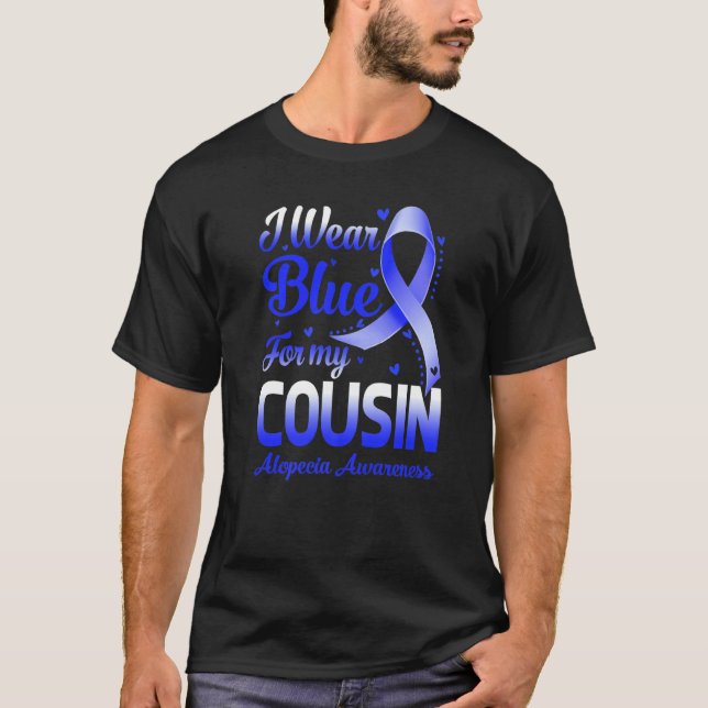 T-shirt Je Porte Du Bleu Pour Ma Conscience Cousin Alopeci (Devant)