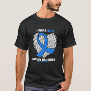 T-shirt Je Porte Du Bleu Pour Ma Fille Colon Cancer Sensib