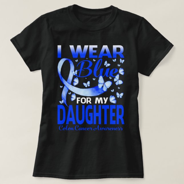 T-shirt Je Porte Du Bleu Pour Ma FILLE Colon Sensibilisati (Design devant)