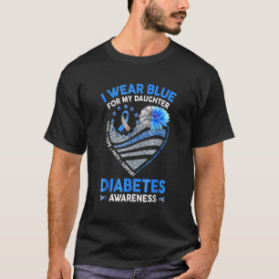 T-shirt Je Porte Du Bleu Pour Ma Fille Diabète Sensibilisa