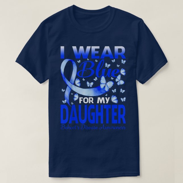 T-shirt Je porte du bleu pour ma fille sensibilisation à l (Design devant)