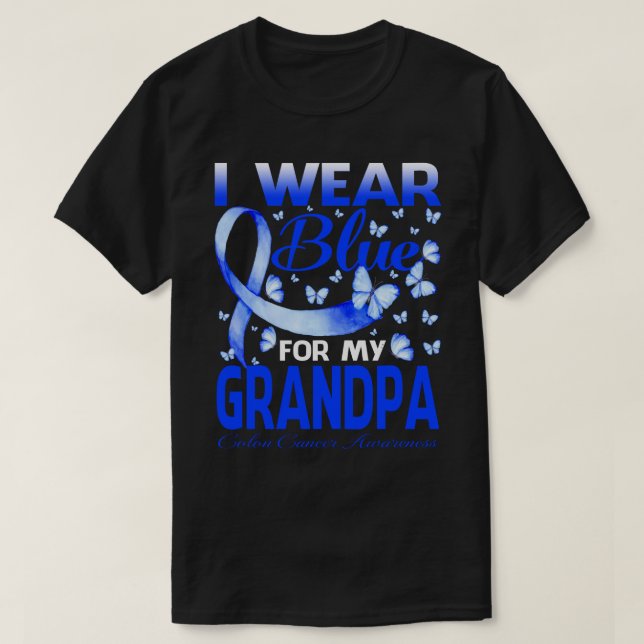 T-shirt Je Porte Du Bleu Pour Ma GRANDPA Conscience du can (Design devant)