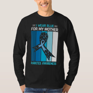 T-shirt Je Porte Du Bleu Pour Ma Mère Ruban Vintage Diabèt