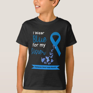 T-shirt Je Porte Du Bleu Pour Ma Soeur Guerrier Du Diabète
