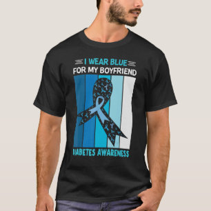 T-shirt Je Porte Du Bleu Pour Mon Copain Ribbon Retro Vint