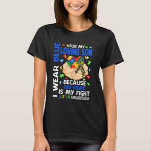 T-shirt Je porte du bleu pour mon fils aimant pour la sens