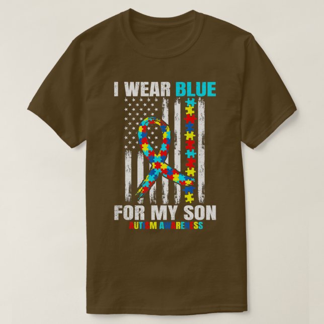 T-shirt Je Porte Du Bleu Pour Mon Fils Sensibilisation sur (Design devant)