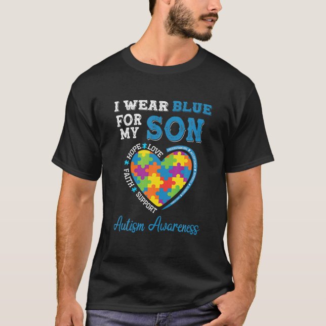T-shirt Je Porte Du Bleu Pour Mon Fils Sensibilisation sur (Devant)