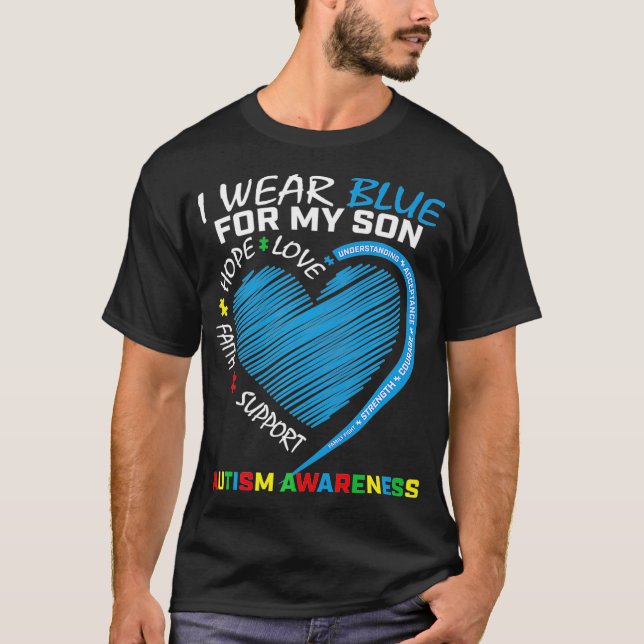 T-shirt Je Porte Du Bleu Pour Mon Fils Sensibilisation sur (Devant)