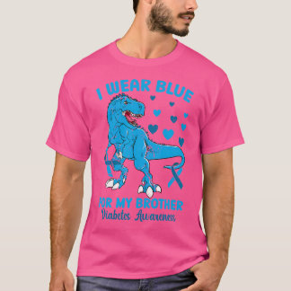 T-shirt Je Porte Du Bleu Pour Mon Frère Dinosaure Diabète 