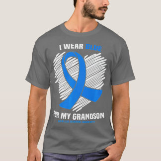 T-shirt Je Porte Du Bleu Pour Mon Grand-Fils Angelman Synd