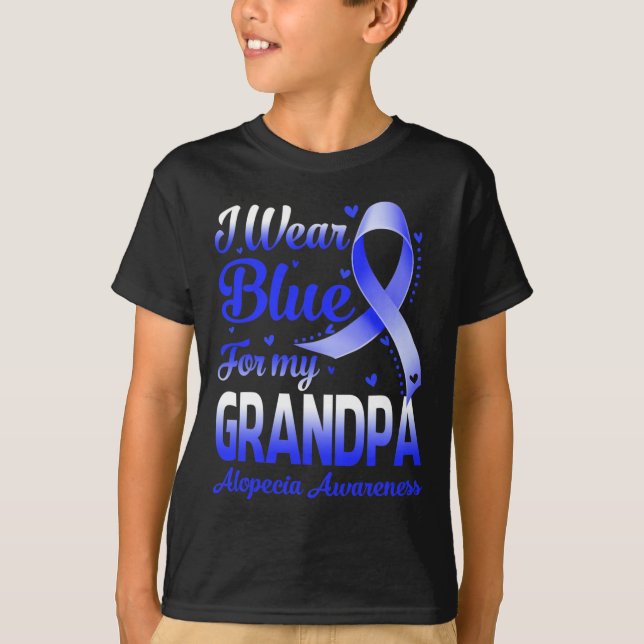 T-shirt Je Porte Du Bleu Pour Mon Grand-Père Alopecia Sens (Devant)