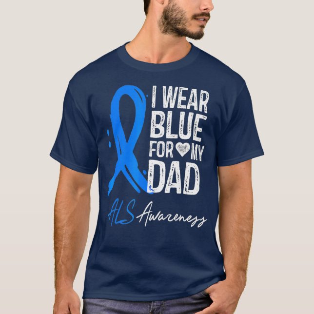 T-shirt Je Porte Du Bleu Pour Mon Père Cadeau De Sensibili (Devant)