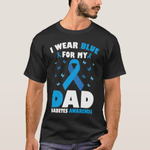 T-shirt Je Porte Du Bleu Pour Papa Diabète Sensibilisation