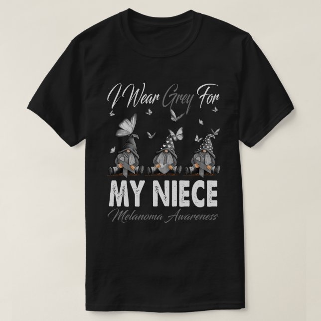 T-shirt Je Porte Du Gray Pour MES Gnomes NIECE Melanoma Aw (Design devant)