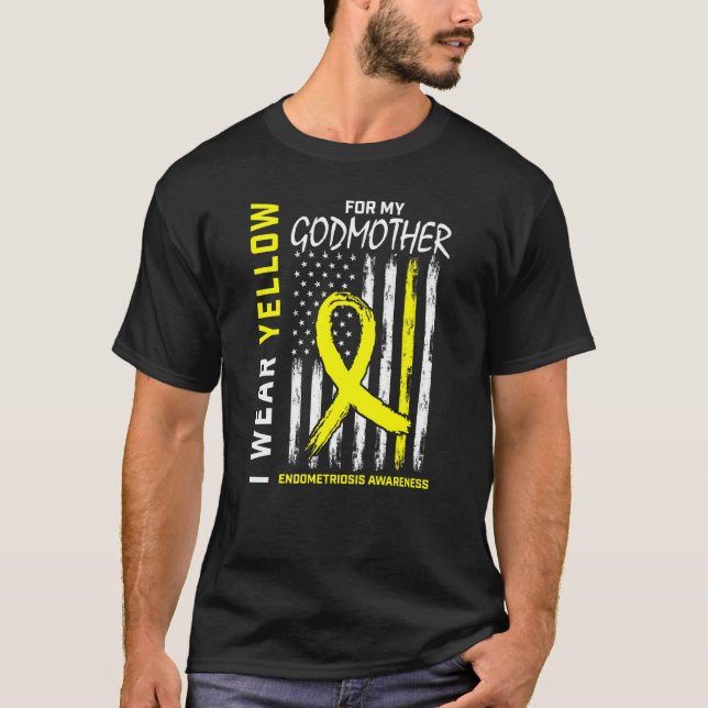 T-shirt Je Porte Du Jaune Pour Ma Godmère Endometriose Awa (Devant)