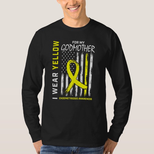 T-shirt Je Porte Du Jaune Pour Ma Godmère Endometriose Awa (Devant)