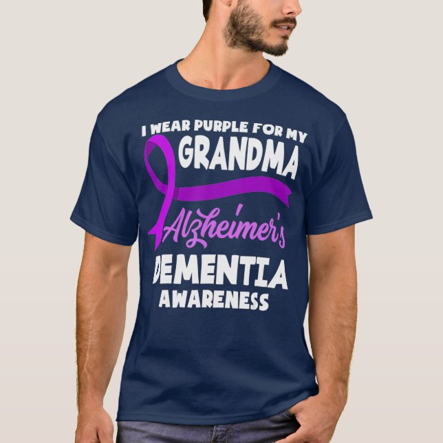 T-shirt Je Porte Du Purple Pour Ma Grand-Mère Alzheimer Dé (Devant)