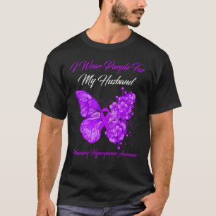 T-shirt Je Porte Du Purple Pour Mon Mari Hyperyensio Pulmo