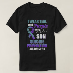 T-shirt Je Porte Du Purple Turquoise Pour Mon Fils Prévent