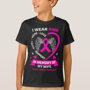 T-shirt Je Porte Du Rose En Mémoire De Ma Femme Cancer Du