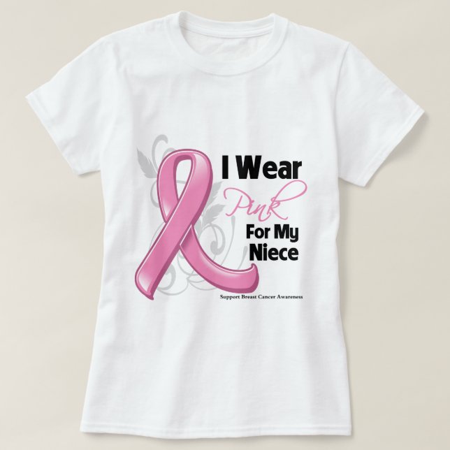 T-shirt Je Porte Du Rose Pour Ma Nièce - Sensibilisation a (Design devant)
