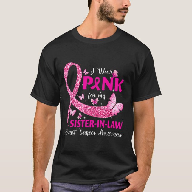 T-shirt Je Porte Du Rose Pour Ma Soeur En Droit Cancer Du  (Devant)