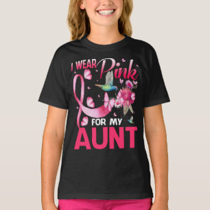 T-shirt Je Porte Du Rose Pour Ma Tante Hummingbird Cancer 