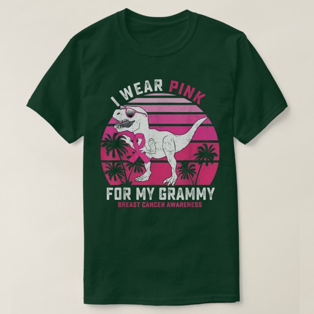 T-shirt Je Porte Du Rose Pour Mon Ruban Grammy T Rex Dinos (Design devant)