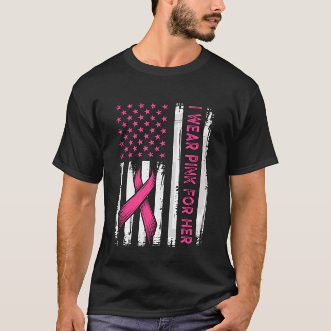 T-shirt Je porte du rose pour son drapeau (Devant)