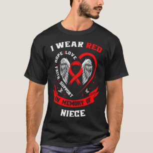 T-shirt Je porte du rouge en mémoire de ma nièce Maladie c
