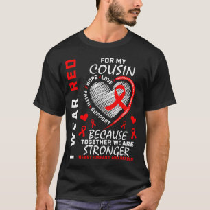 T-shirt Je porte du rouge pour la sensibilisation à la mal