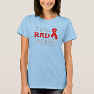 T-shirt Je Porte Du Rouge Pour Ma Soeur (Ruban Rouge)