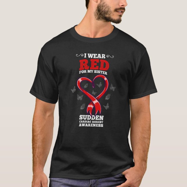 T-shirt Je Porte Du Rouge Pour Ma Soeur Sca Sudden Cardiac (Devant)