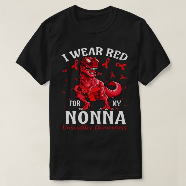 T-shirt Je Porte Du Rouge Pour Mes Dinos De Sensibilisatio (Design devant)